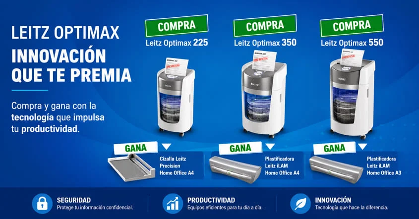 Compra una destructora de papel Optimax y solicita el regalo para tu oficina