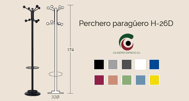 Perchero Paragüero metálico pintado H-26D