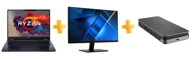 Pack Acer con portátil, monitor y ducking 1
