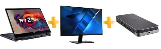 Pack Acer con portátil, monitor y ducking 2