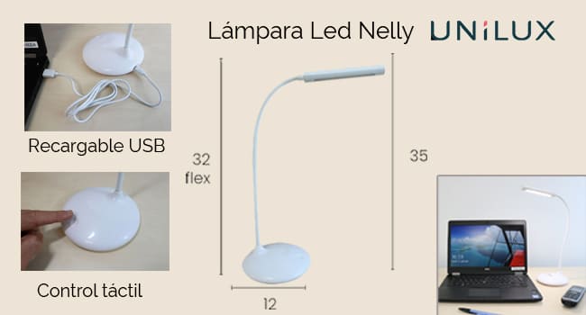 lampara unilux nelly USB táctil