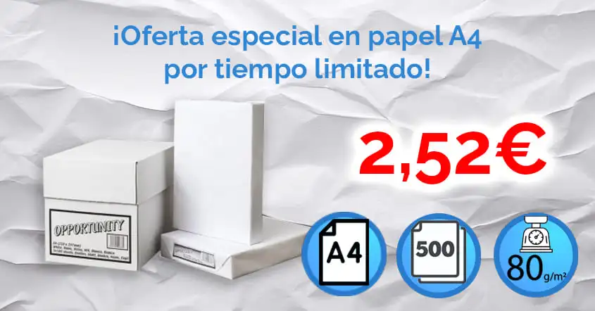 oferta especial por tiempo limitado en papel A4