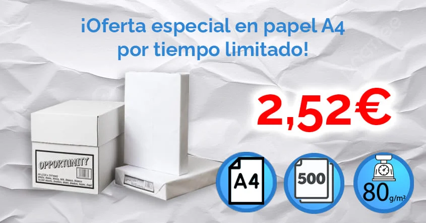 oferta especial por tiempo limitado en papel A4